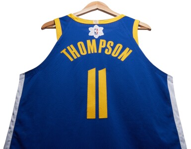 View full screen - View 1 of Lot 43. Klay Thompson 'Christmas Day' Golden State Warriors 2023-2024 Game Worn Icon Edition Jersey.
