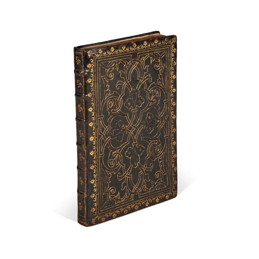 View full screen - View 1 of Lot 1648. Des Monstiers, Des estats et maisons plus illustres, Paris, 1549, black morocco gilt by the Salel Binder.