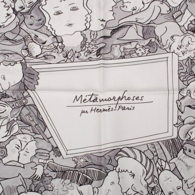 View full screen - View 1 of Lot 86. Hermès "Metamorphoses Par Hermès-Paris" Silk Twill Scarf 90cm.