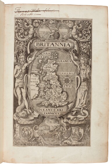 View full screen - View 1 of Lot 42. William Camden | Britannia, London, 1607, old reversed calf.