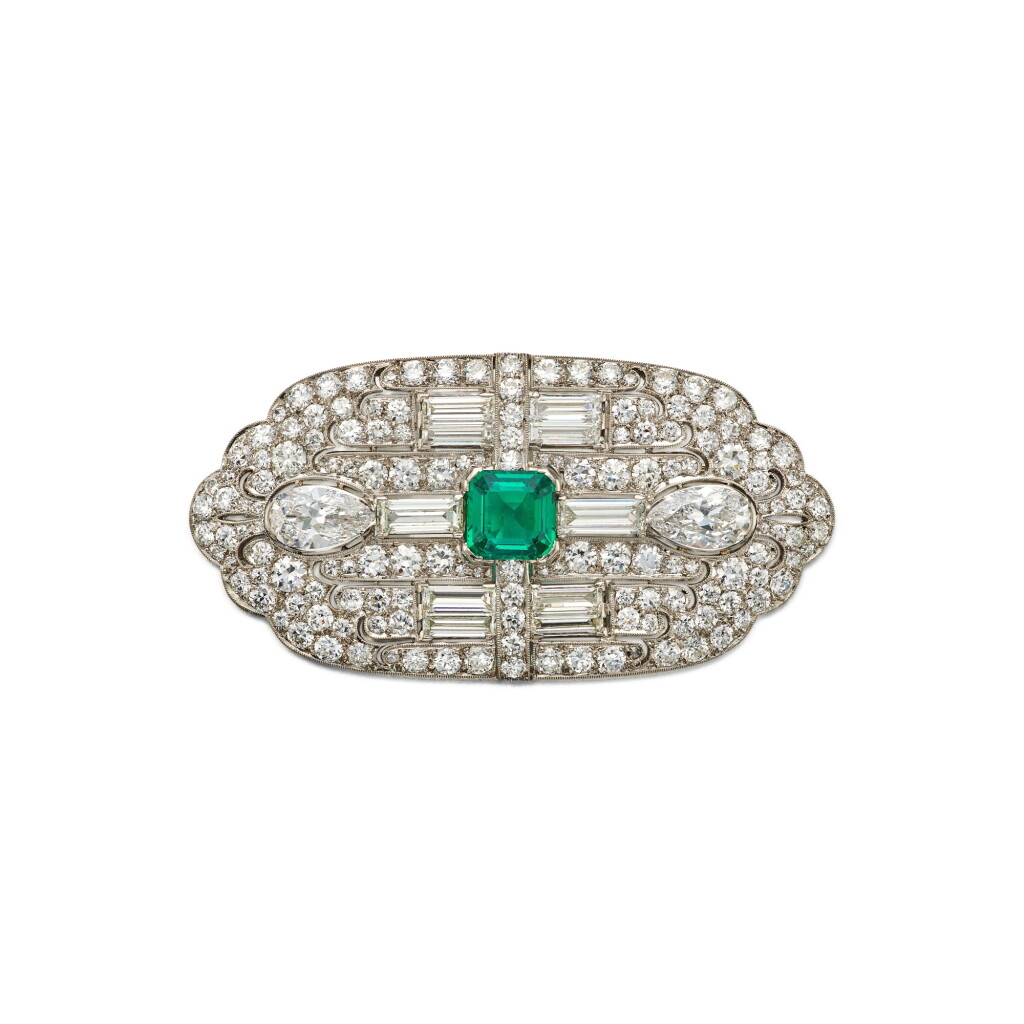 全萤幕检视 - 查看42J.E. Caldwell | Emerald and Diamond Brooch 祖母綠配鑽石別針的1