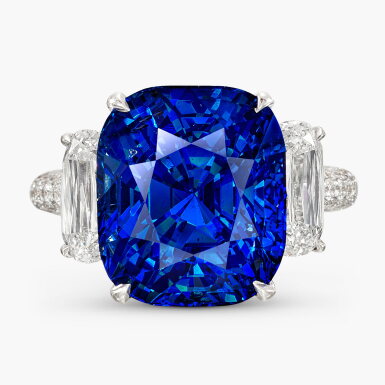 View full screen - View 1 of Lot 1759. Sapphire and Diamond Ring | 12.91克拉 天然 「斯里蘭卡皇家藍 」未經加熱藍寶石 配 鑽石 戒指 .