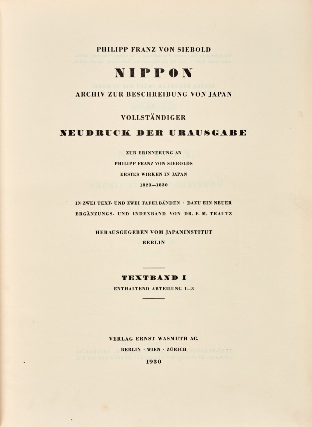 View full screen - View 1 of Lot 15. Philipp Franz Siebold, Nippon, reprint, 1930.