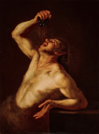 View full screen - View 1 of Lot 253. Satyr drinking from grapes.