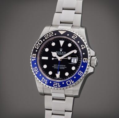 View full screen - View 1 of Lot 3. Reference 116710 GMT-Master II 'Batman' | A stainless steel dual time wristwatch with date and bracelet, Circa 2013.