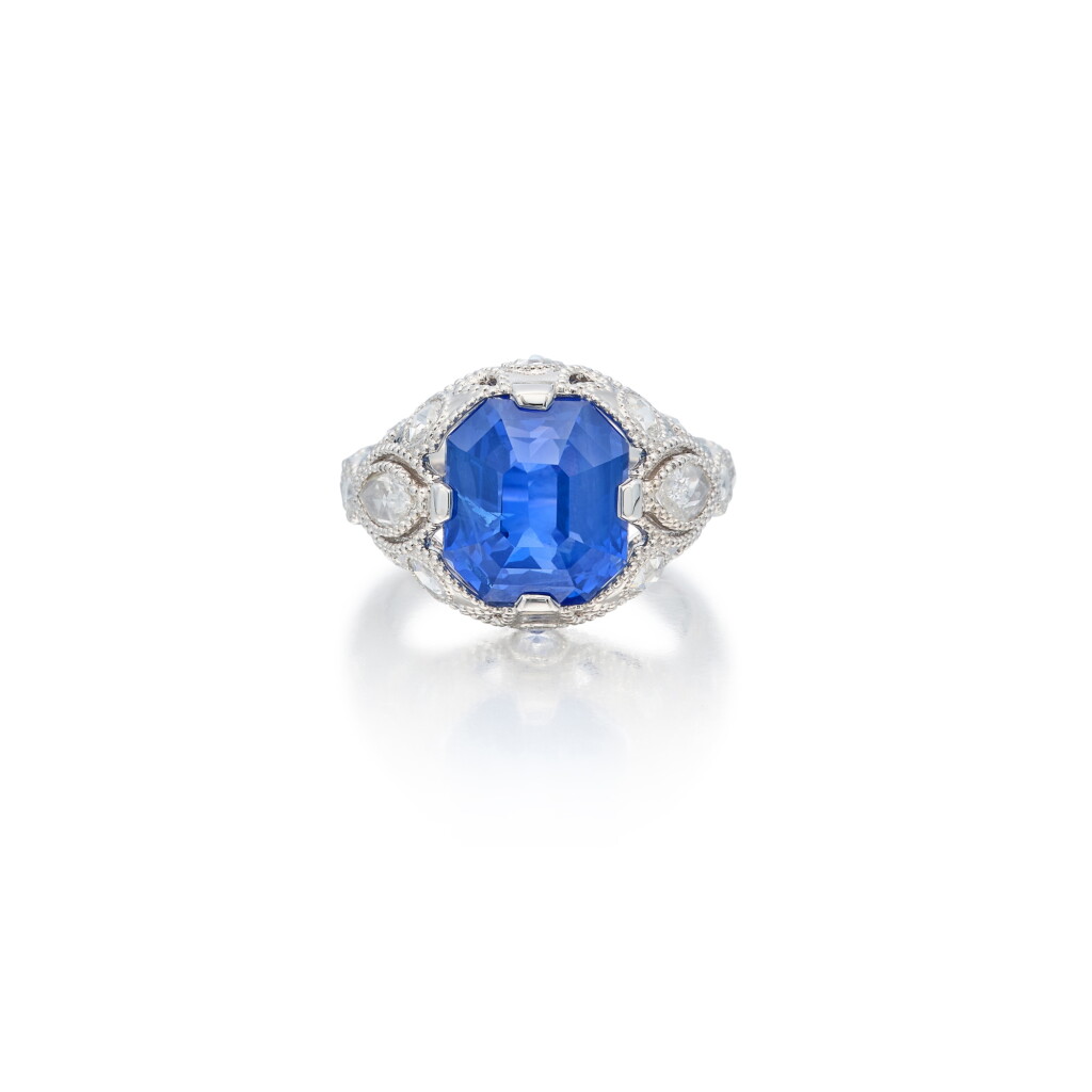View full screen - View 1 of Lot 233. Sapphire and Diamond Ring.