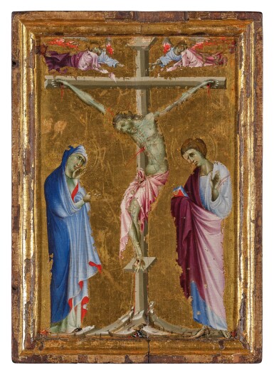 View full screen - View 1 of Lot 1. Crucifixion with the Virgin, Saint John the Evangelist, and two grieving angels.