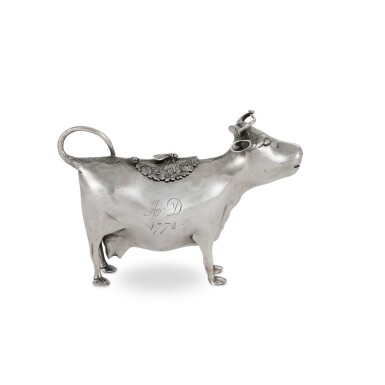 View full screen - View 1 of Lot 110. A George III Silver Cow Creamer, John Schuppe, London, 1760.