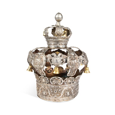 View full screen - View 1 of Lot 61. A Large Silver and Copper Torah Crown, Maker's Mark Josef, Probably Polish, Circa 1840.