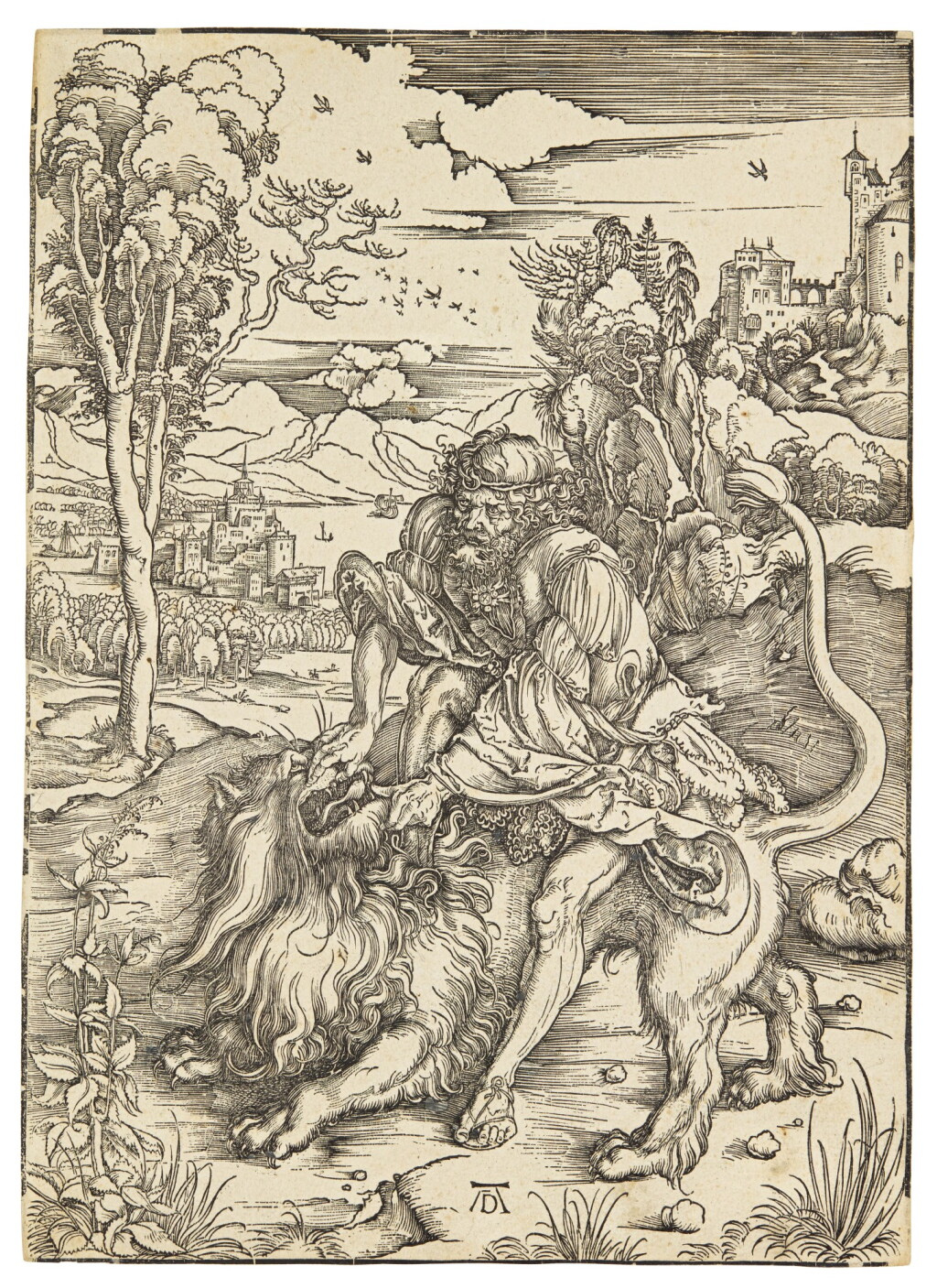View full screen - View 1 of Lot 42. Samson Rending the Lion (B. 2; M., Holl. 107).