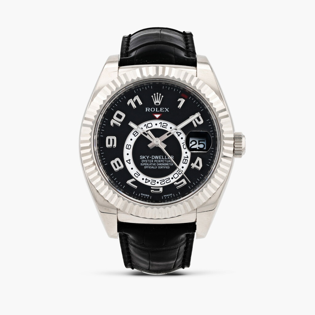View full screen - View 1 of Lot 372. Sky-Dweller, reference 326139, white gold annual calendar and dual time zone wristwatch, circa 2014.