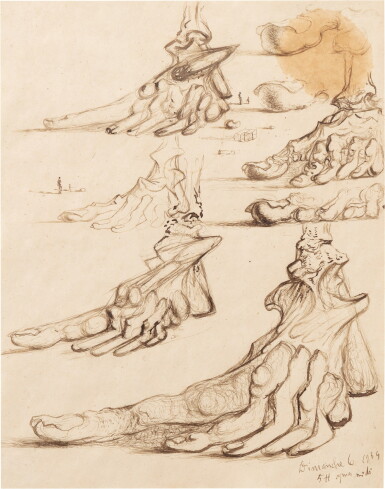 View full screen - View 1 of Lot 197. Etude pour "Prémonition de la guerre civile".