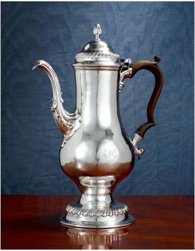 View full screen - View 1 of Lot 75. AN EARLY AMERICAN SILVER COFFEE POT, JOHN DAVID, PHILADELPHIA, CIRCA 1770.