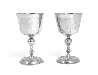 View full screen - View 1 of Lot 107. A pair of Scottish George II silver communion cups, David Warnock, Glasgow, 1756.