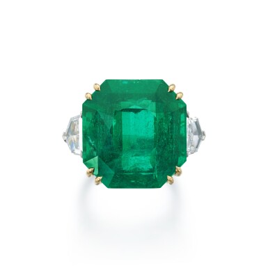 View full screen - View 1 of Lot 518. Emerald and Diamond Ring.
