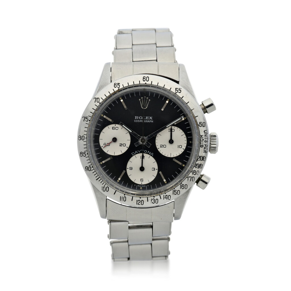 View full screen - View 1 of Lot 4. ROLEX | REFERENCE 6239 BLUE DAYTONA A STAINLESS STEEL CHRONOGRAPH WRISTWATCH WITH BRACELET, CIRCA 1967.