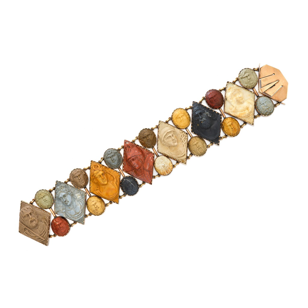 View full screen - View 1 of Lot 213. Lava and Hardstone Bracelet.