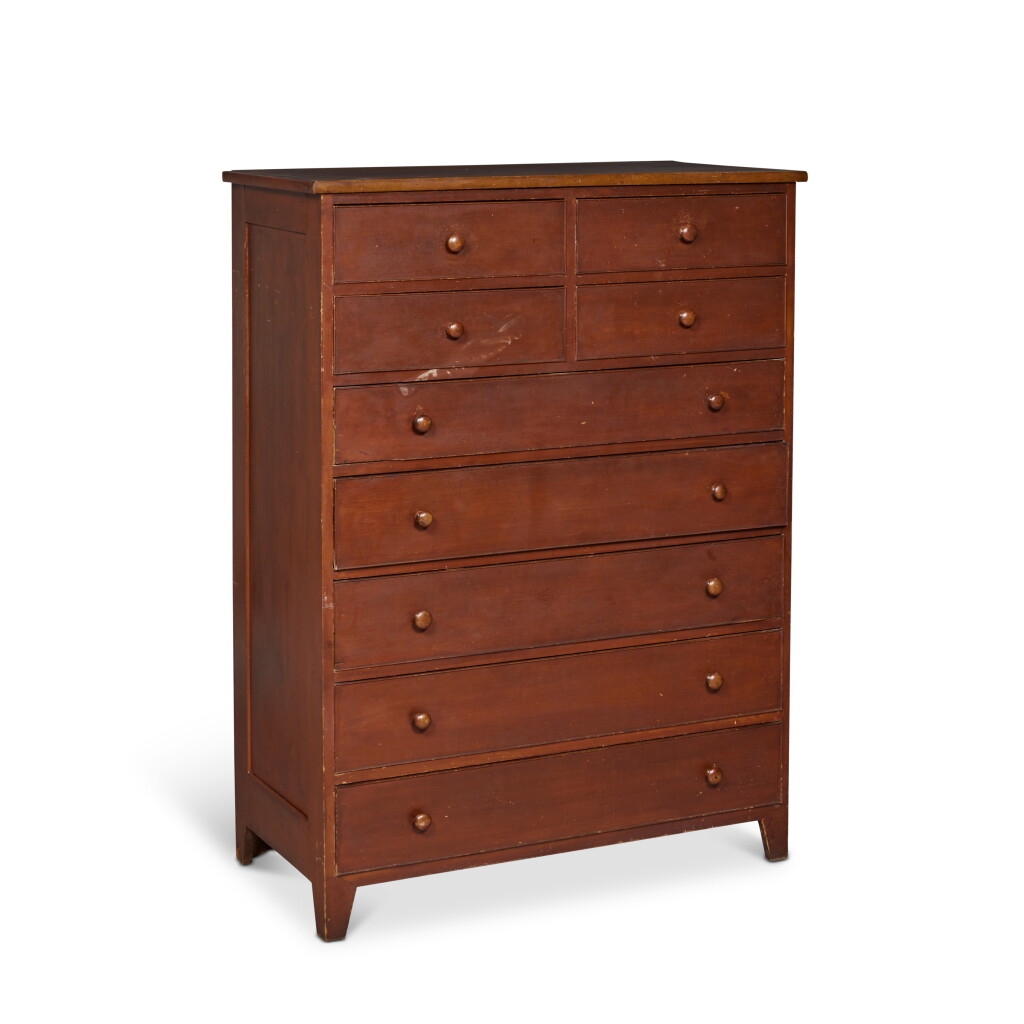 全萤幕检视 - 查看873Fine and Rare Shaker Red Stained Maple Tall Chest, New Lebanon, New York, Circa 1845的1