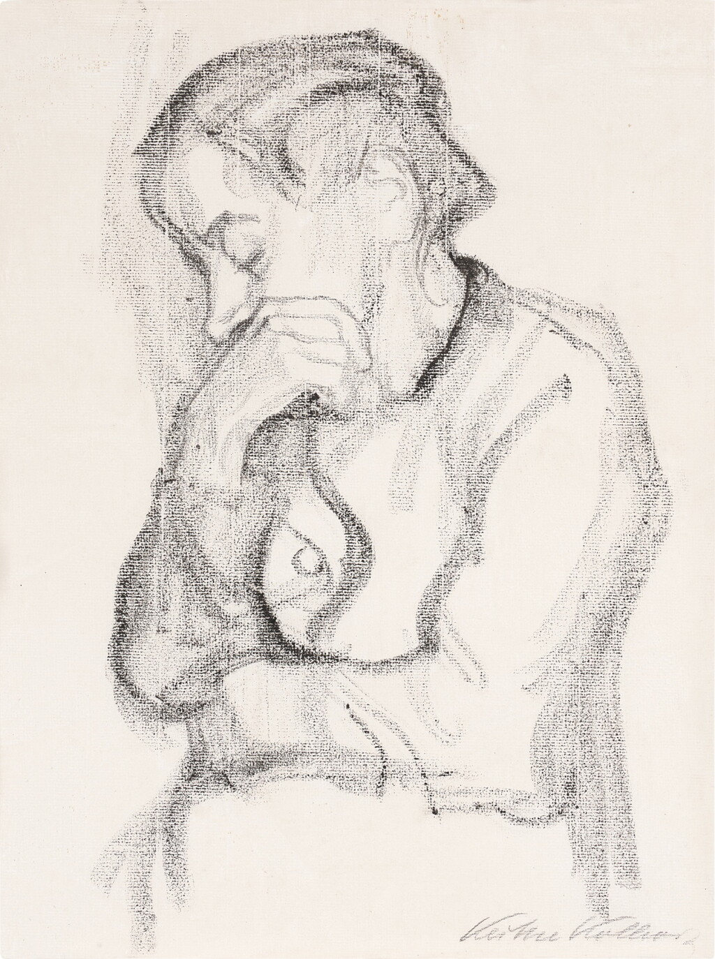 View full screen - View 1 of Lot 188. Halbfigur einer Frau mit der rechten Hand den Mund bedeckend (Half Length Figure of a Woman with Her Right Hand Covering Her Mouth).