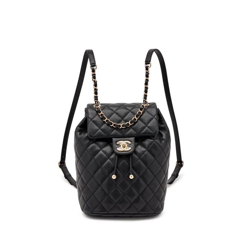 chanel mini urban spirit backpack Quilted Lambskin Red 1703951 lock over drawstring top Chanel Black Quilted Caviar Small