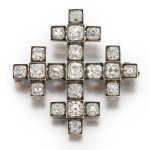 A Fabergé diamond and silver-topped gold brooch, workmaster August Holmström, St Petersburg, 1899-1903