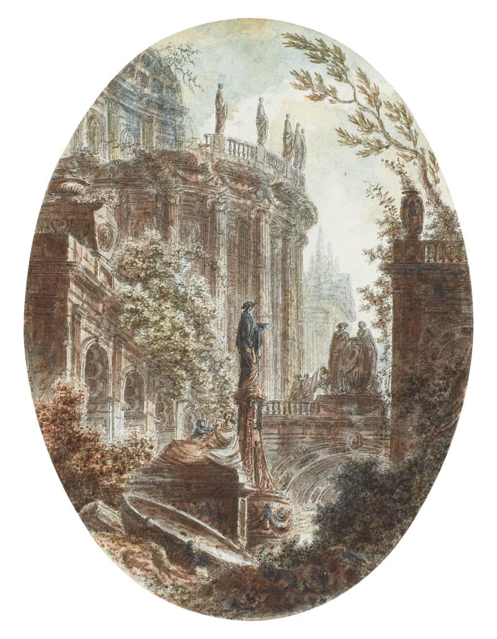 View full screen - View 1 of Lot 65. JEAN-HENRY-ALEXANDER PERNET | A PAIR OF ARCHITECTURAL CAPRICCI .