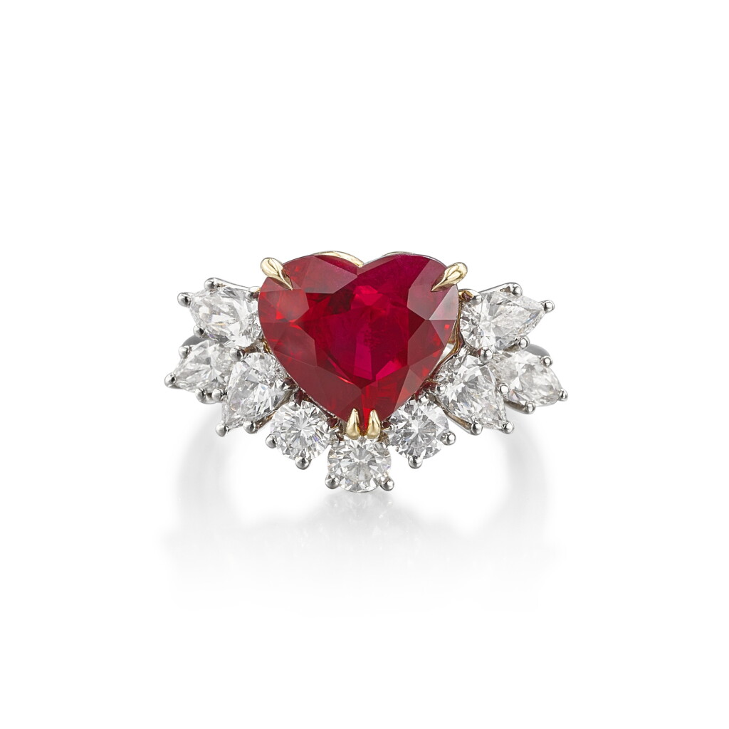 View full screen - View 1 of Lot 1891. Ruby and Diamond Ring | 海瑞溫斯頓 | 天然 「緬甸」未經加熱紅寶石 配 鑽石 戒指(紅寶石重約4.50克拉).