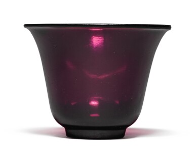 View full screen - View 1 of Lot 1014. AN AMETHYST-PURPLE GLASS BELL-SHAPED CUP, QING DYNASTY, 18TH / 19TH CENTURY.