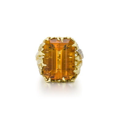 View full screen - View 1 of Lot 34. Citrine and Diamond Ring.