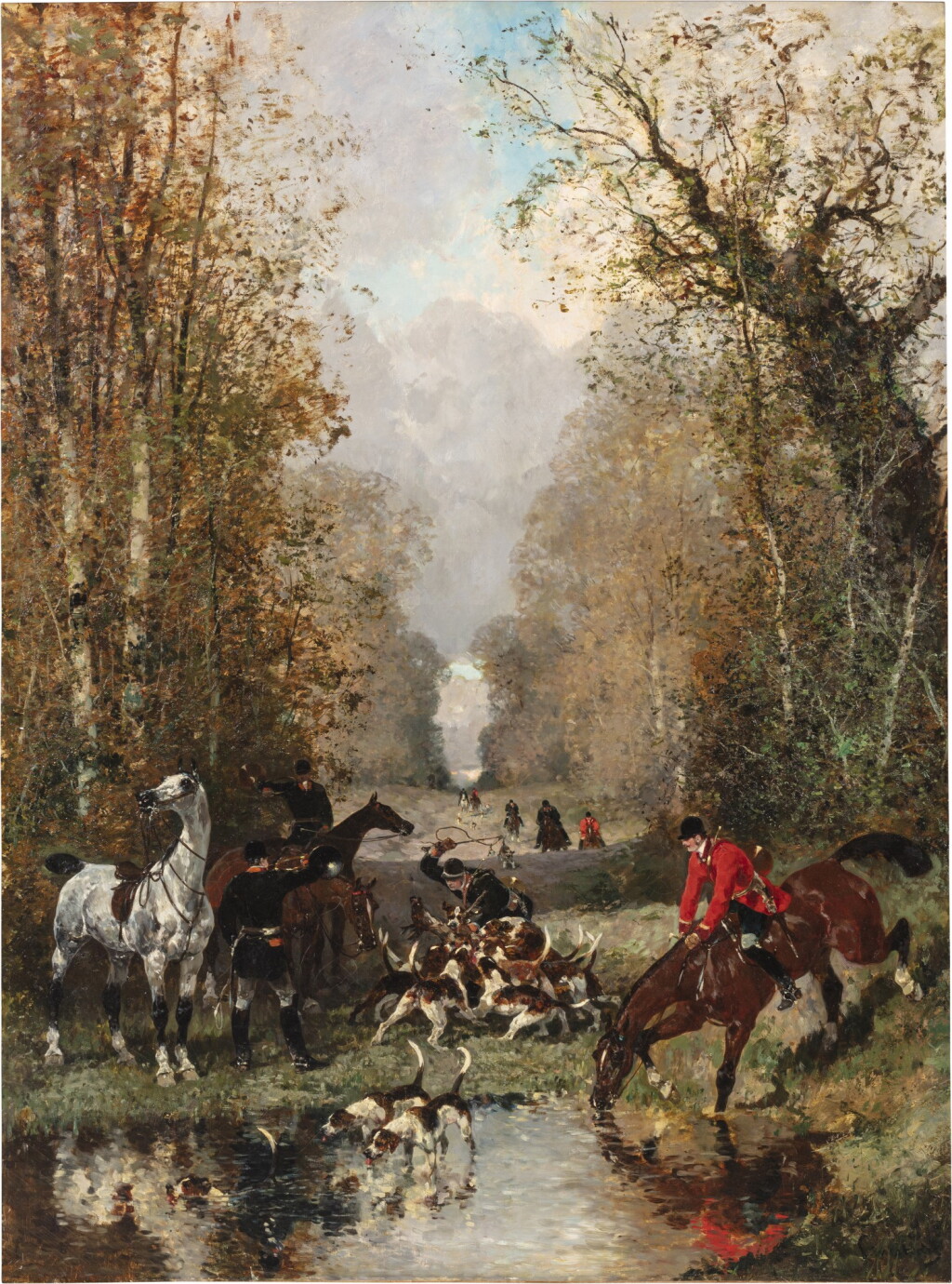 View full screen - View 1 of Lot 22. L'Hallali en forêt de Chantilly (Equipage du Duc d'Aumale).