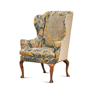 View full screen - View 1 of Lot 32. A Queen Anne walnut wing armchair, circa 1715.