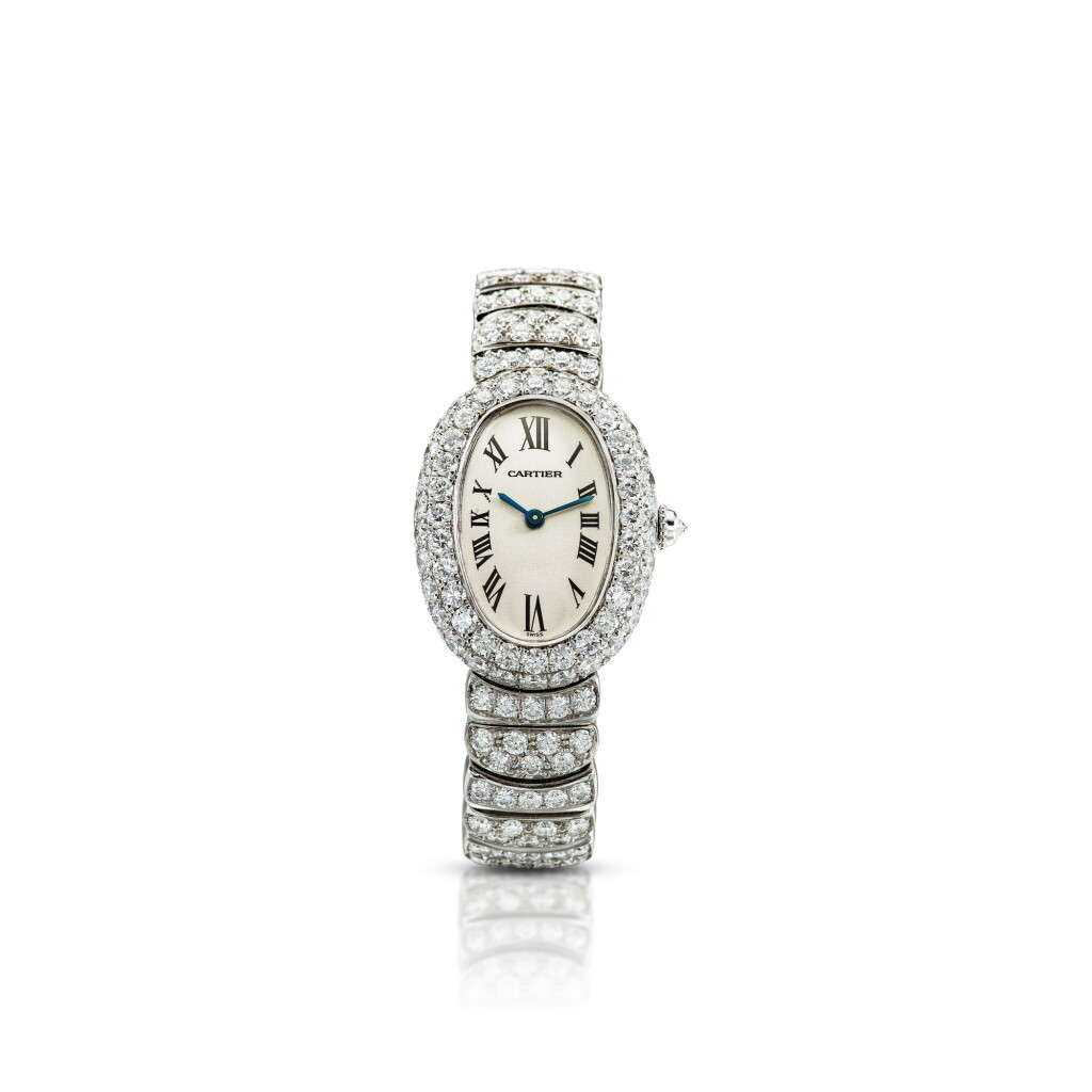 View full screen - View 1 of Lot 400. 'Baignoire' Diamond Wristwatch | 卡地亞 | 'Baignoire' 鑽石腕錶.