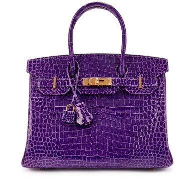 View full screen - View 1 of Lot 1625. Ultraviolet Shiny Porosus Crocodile Birkin 30 Gold Hardware, 2018.