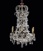 A French crystal and gilt-metal six-light chandelier, 19th century