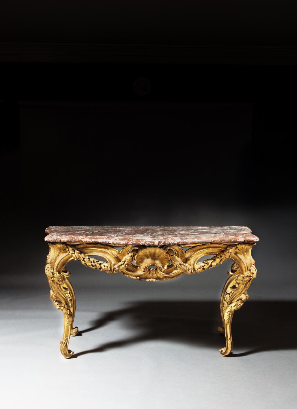 View full screen - View 1 of Lot 104. A Louis XV giltwood console table, Provence, circa 1750.