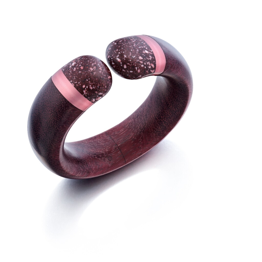 View full screen - View 1 of Lot 69. Wood, Aluminum and Porphyry 'Harmony' Cuff-Bracelet.