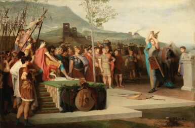 View full screen - View 1 of Lot 115. EMILE LÉVY | VERCINGETORIX THROWS DOWN HIS ARMS AT THE FEET OF JULIUS CAESAR.