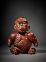 Colima Seated Figure of a Dwarf, Comala Style, Protoclassic, circa 100 BC - AD 250