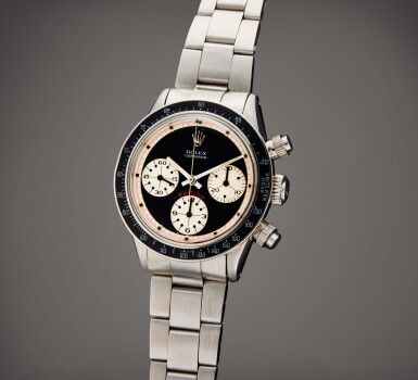 View full screen - View 1 of Lot 32. Reference 6240 'Paul Newman' Daytona | A stainless steel chronograph wristwatch with bracelet, Circa 1967.