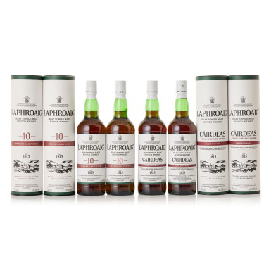 View full screen - View 1 of Lot 9524. Laphroaig Sherry Oak Finish and PX Cairdeas (4 BT70).