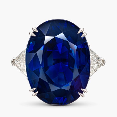 View full screen - View 1 of Lot 1771. Sapphire and Diamond Ring | 29.90克拉 天然 未經加熱藍寶石 配 鑽石 戒指.