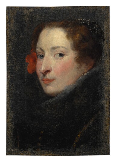 View full screen - View 1 of Lot 13. Sold Without Reserve | ATTRIBUTED TO SIR ANTHONY VAN DYCK | PORTRAIT OF MARCHESA ELENA GRIMALDI CATTANEO, BUST LENGTH, A STUDY.