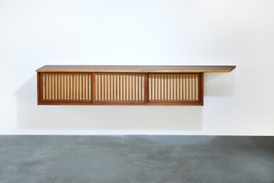 View full screen - View 1 of Lot 202. Triple Sliding Door Wall Cabinet.