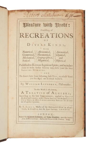 View full screen - View 1 of Lot 411. Leybourn, William | Sublime sciences intended for diverting youth from vice .