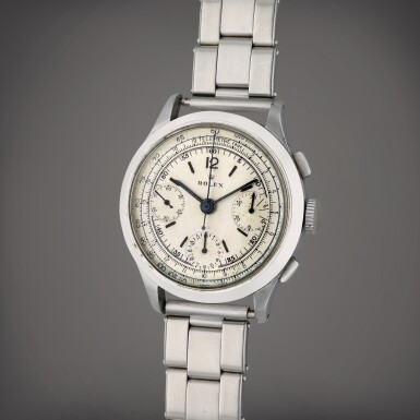View full screen - View 1 of Lot 506. Reference 3335 ‘Pre-Daytona’ | A stainless steel chronograph wristwatch with bracelet, Circa 1959.
