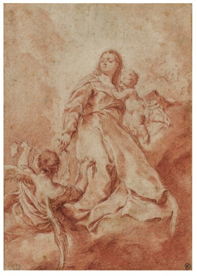 View full screen - View 1 of Lot 243. The Madonna and Child Giving a Scapular to an Angel (Madonna del Carmelo).