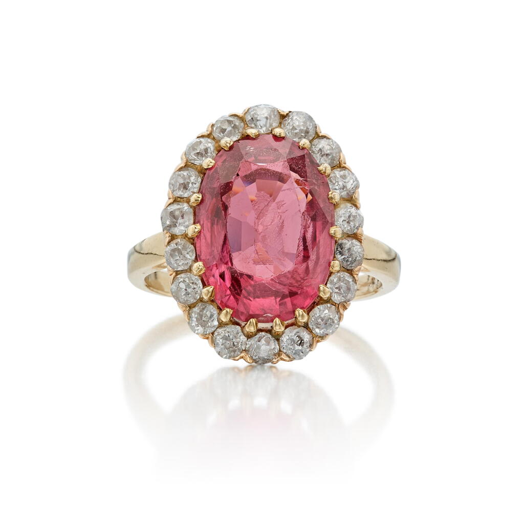 View full screen - View 1 of Lot 390. Spinel and Diamond Ring.