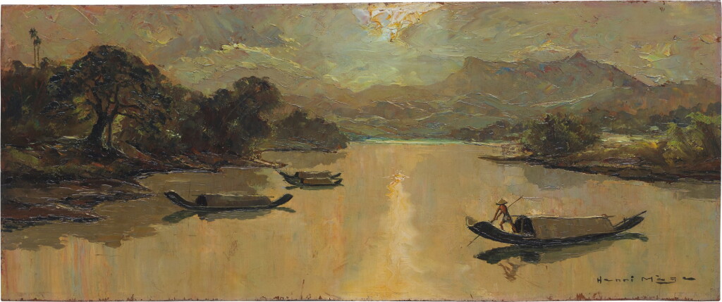 View full screen - View 1 of Lot 2012. Henri Mège 亨利·美治 | Soir sur la riviere de Parfume a Hue, Annam (Evening on the River of Perfume at Hue, Annam) 香江順化之夜.