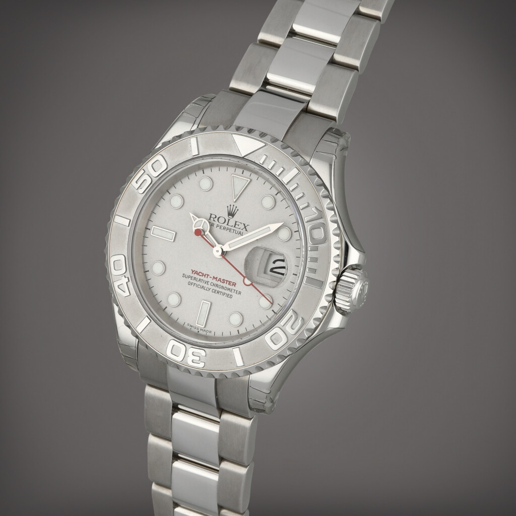 View full screen - View 1 of Lot 33. Yacht-Master, Reference 16622 | A stainless steel and platinum wristwatch with date and bracelet | Circa 2003 .