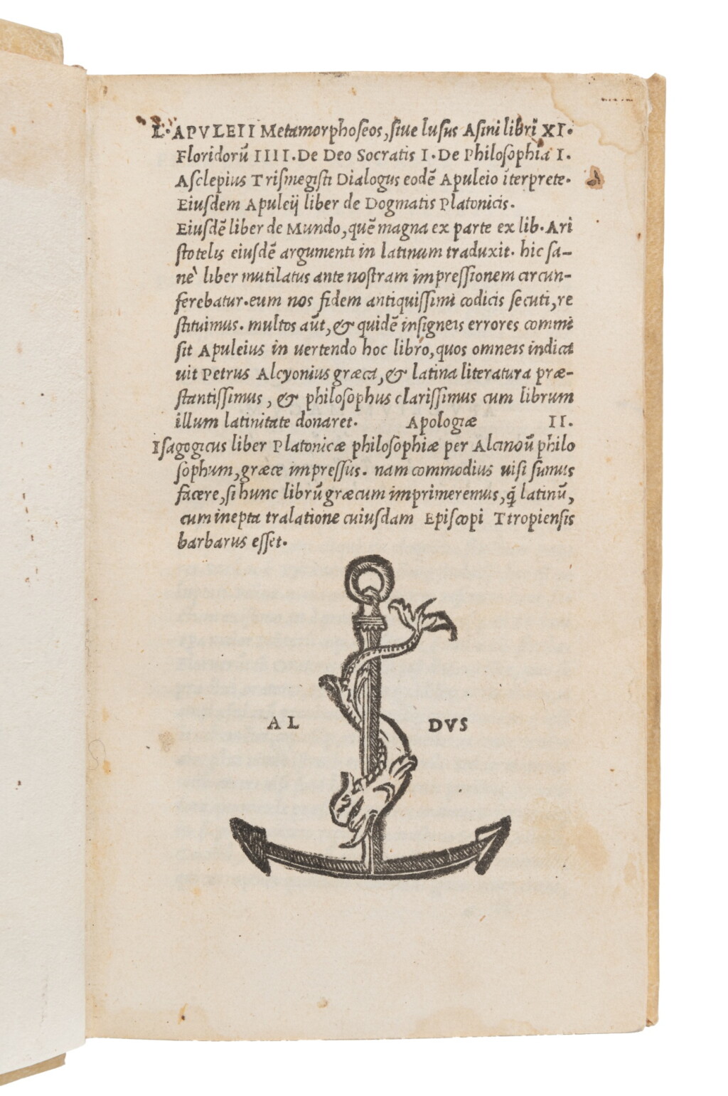 View full screen - View 1 of Lot 138. Apuleius, Metamorphoseos, Venice, Aldus, 1521, later vellum.